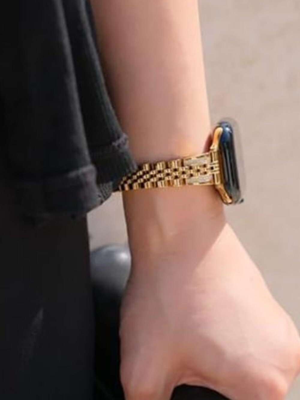 NEW Slim/Gold Luxury Rhinestone Apple Watch Band - Picture 3 of 5
